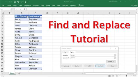 find and replace in excel 2016
