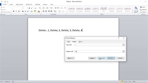 find and replace new line character in word