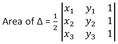 find area of triangle with 3 points matrix