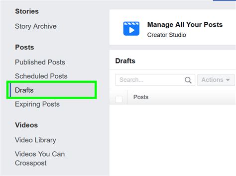 Find Drafts On Facebook