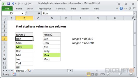 find duplicates in excel based on two columns