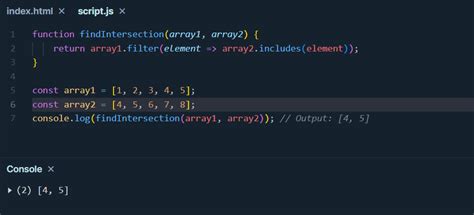 find intersection of two arrays javascript