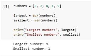 find largest and smallest number in python without list