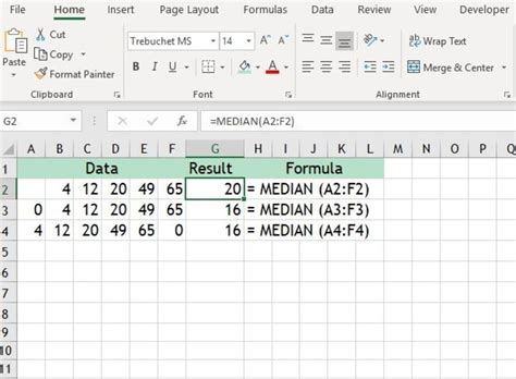 find median in excel