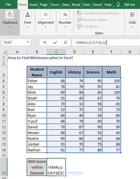 find minimum date in excel