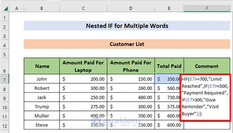 find multiple words in excel formula