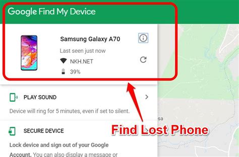 find my phone using google account