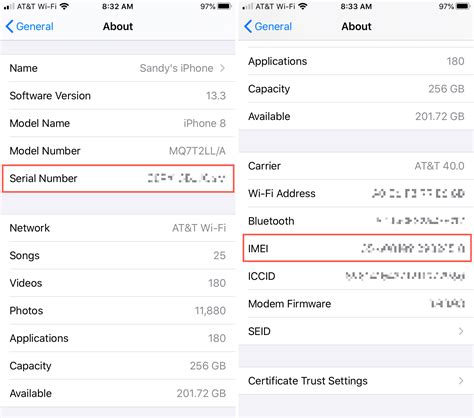 find phone imei number iphone settings