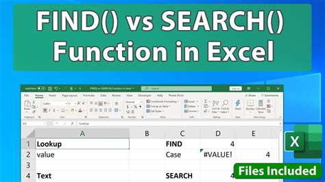 find vs search function in excel