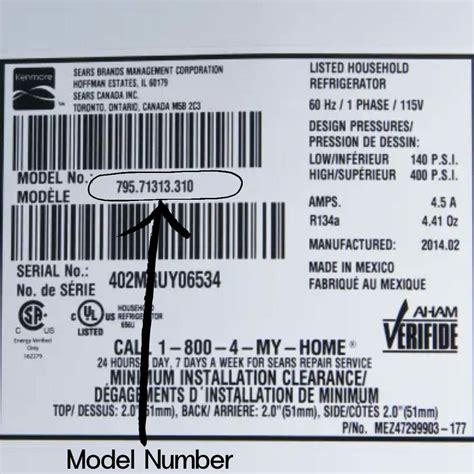 How To Find The Model Number On A Kenmore Refrigerator