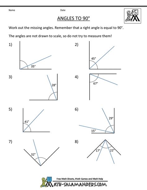 finding missing angles worksheet with answers