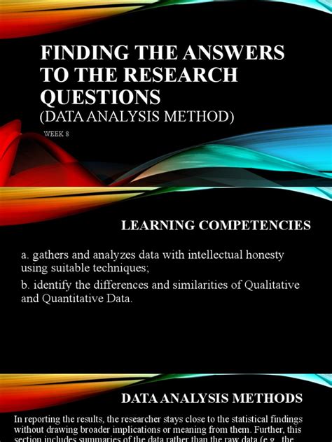 finding the answers to the research questions data analysis method