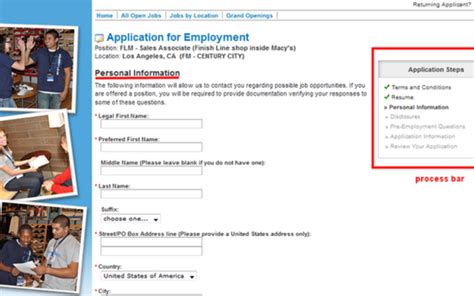 finish line application online employment