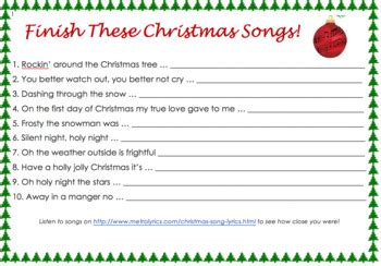 finish the lyrics christmas songs