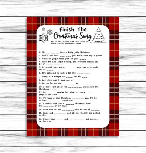 finish the lyrics christmas songs printable