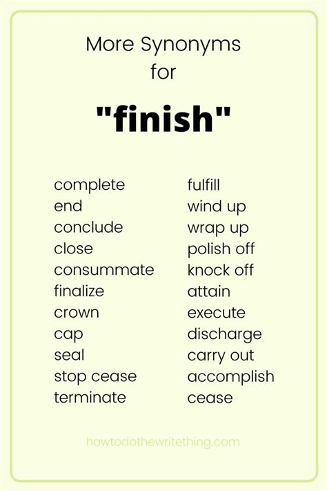 finished synonyms in english