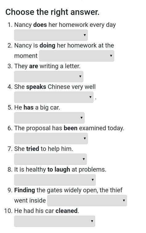 finite and non finite verbs quiz for class 8