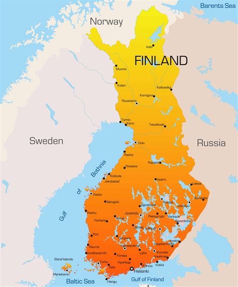 Mapa político y administrativo detallada de Finlandia con alivio