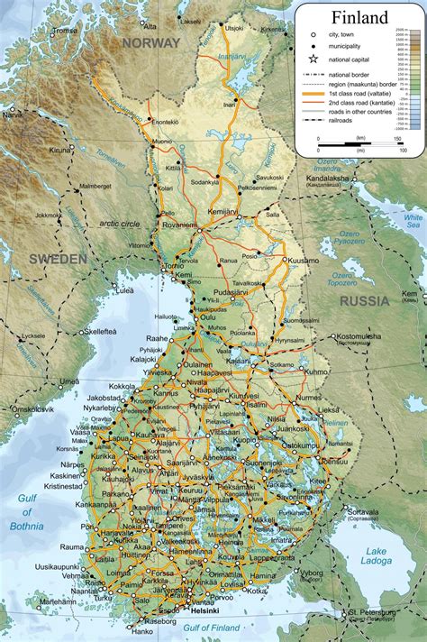 Finlandkarta. Politisk karta över Finland.