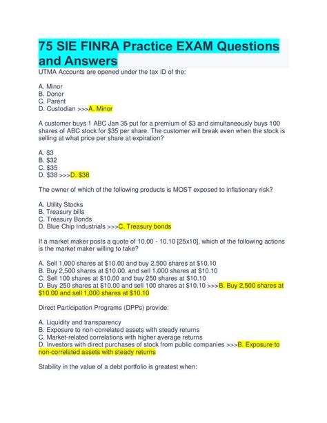 finra sie practice exam questions