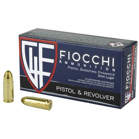 Fiocchi 9mm Ammunition 50 Rounds FMJ 115 Grains
