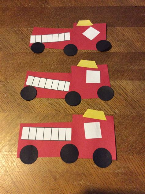 Shapes Fire Truck Truck crafts, Fire safety preschool crafts, Community helpers preschool crafts
