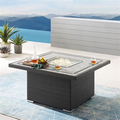 Fire Pit Table With Wicker Base