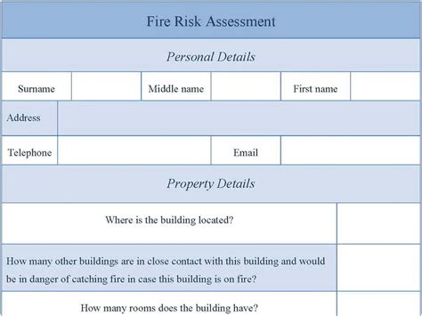 fire risk assessment form template
