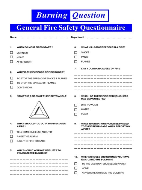 Fire Safety Quiz Pdf