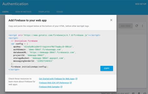 firebase change web api key