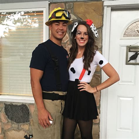 Firefighter and dalmation halloween couple costume homemade Cute couple halloween costumes