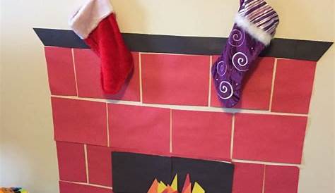 Fireplace Made From Construction Paper !! Office Christmas