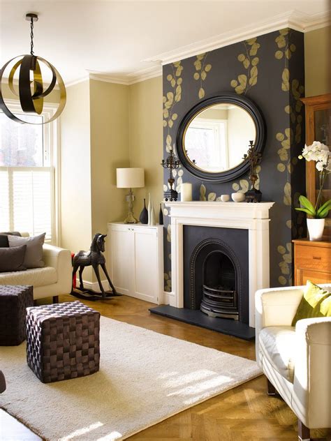Fireplace Wall With Wallpaper