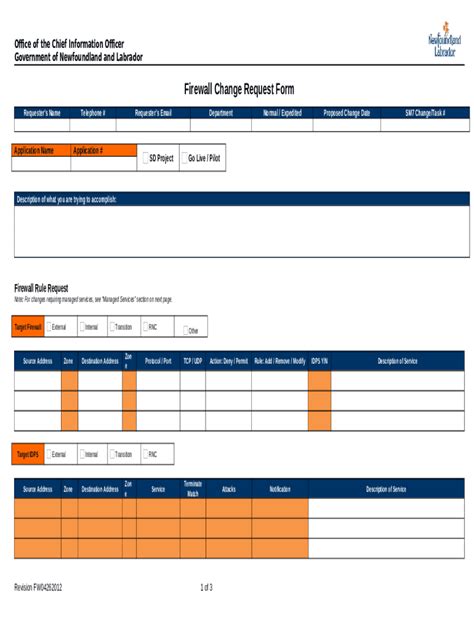 Firewall Change Request Template