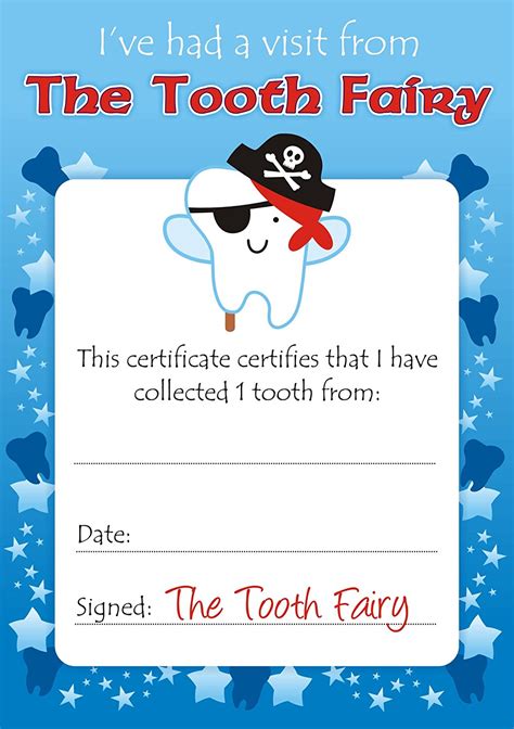 Tooth Fairy Certificate Award for Losing Your Very First Tooth