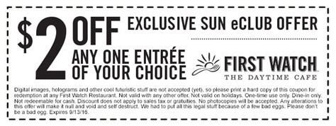 First Watch Coupons Printable: Get The Best Deals On Your Next Meal