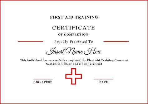First Aid Certification Card Template
