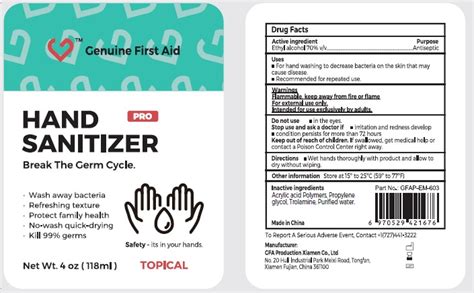 First Aid Hand Sanitizer