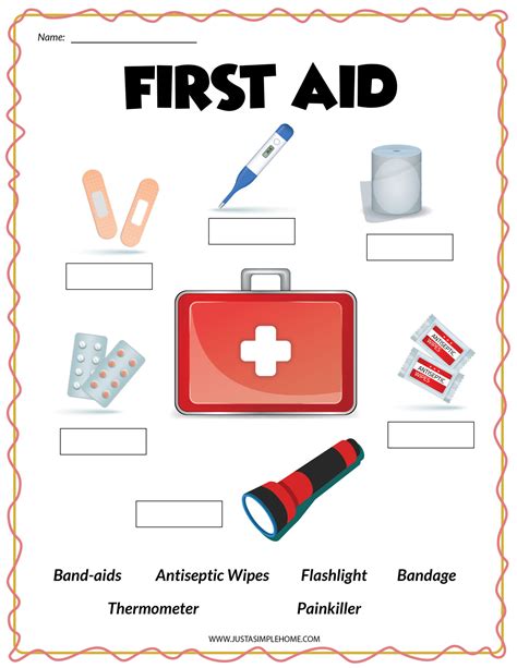 First Aid Kit Chart For School