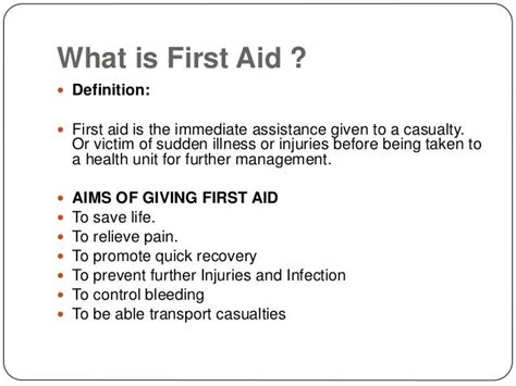 First Aid Meaning With Example