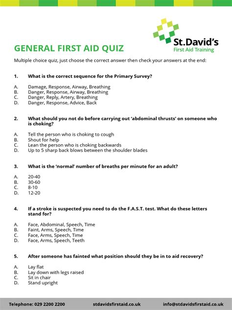 First Aid Quiz Hard