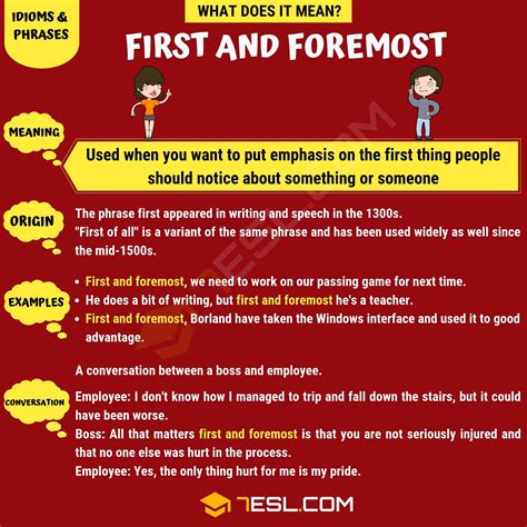 First And Foremost Definition Example