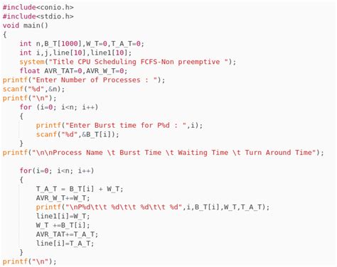 first come first serve scheduling code in c
