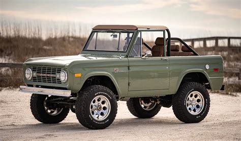 A pristine first-generation Ford Bronco, a testament to Ford truck models old engineering