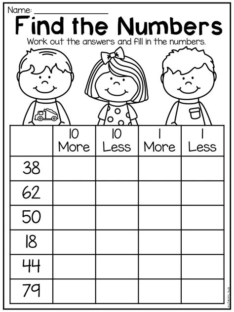 First Grade Math One Moree Worksheets