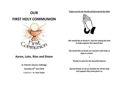 first holy communion mass booklet pdf
