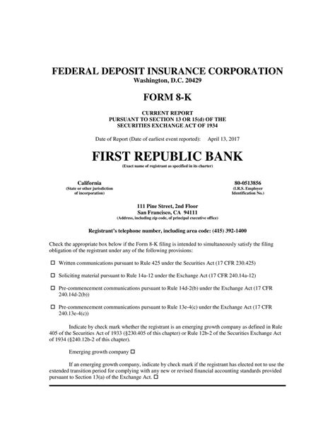 first republic bank 8-k filing