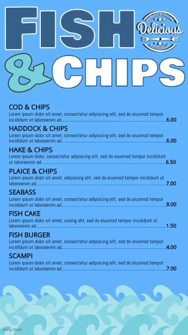 fish and chips menu template