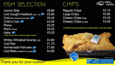 fish and chips shop menu
