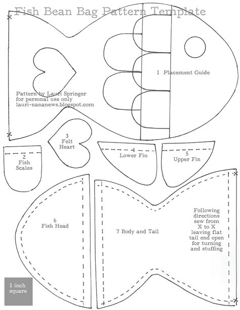 Fish Bean Bag Pattern Template